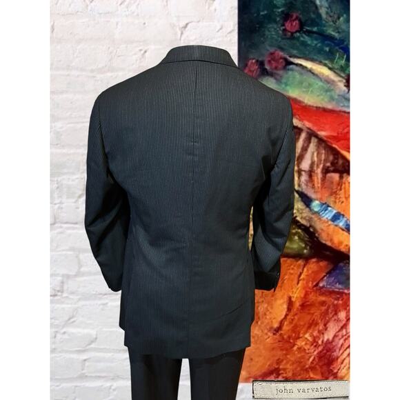 John Varvatos Collection 44R Dark Gray Micro Stripe Blazer Sport Suit Jacket - Picture 6 of 16
